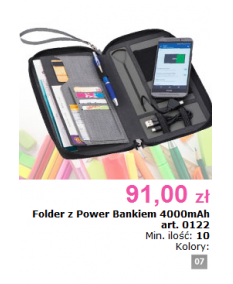 Folder z Power Bankiem 4000 mAh
